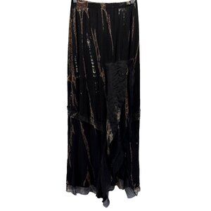 Vtg 90s Y2K Faux Wrap Maxi Skirt M Whimsigoth Fairy Grunge Romantic Sheer Open
